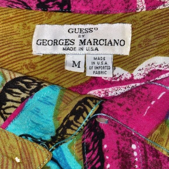 Vintage Guess by‎ Georges Marciano Hawaiian Fish print Retro Button Down - Picture 8 of 10
